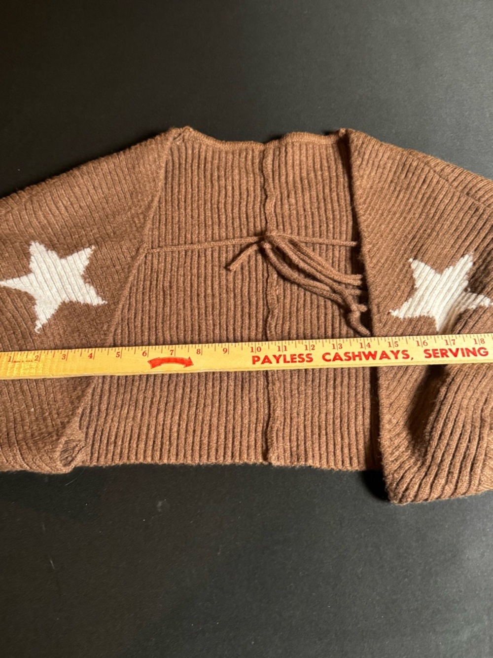 Brown Star Motif Cropped Women’s Sweater Cider 4XL - Picture 4 of 5